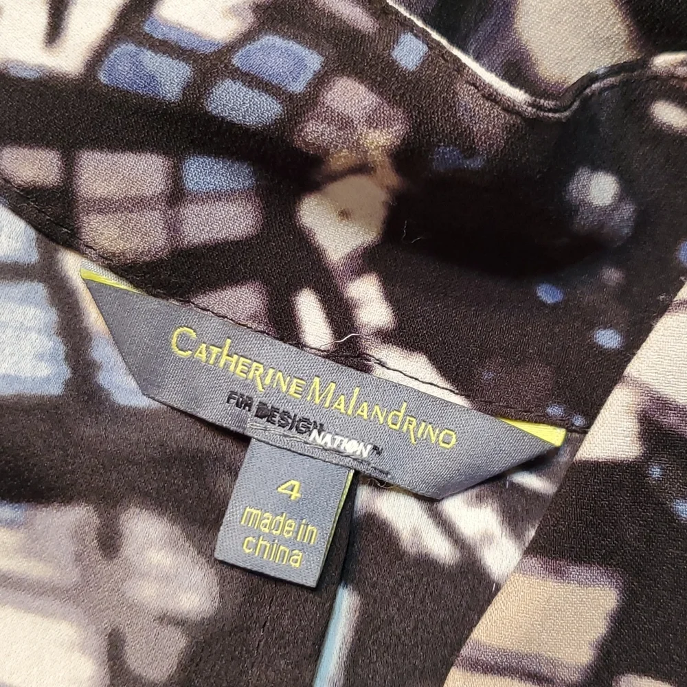Catherine Malansrino gray, white, blue, and black dress size 4 like NEW